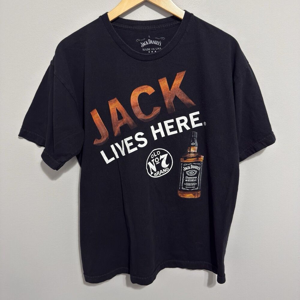 Jack Daniels Crew Neck Whiskey T-Shirt Large Short Sleeve Y2K Made In USA
